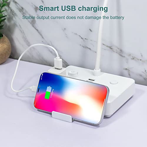 LED Desk Lamp, Power Outlet with Dimming Night Light Desk Light,Table Lamps 3 Lighting Modes Desktop Charging Extension Lead 4 AC Power Outlet and 2 USB Charging Ports for Travel Home Office