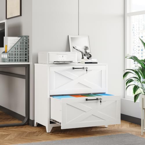 BYNSOE 2 Drawer Lateral File Cabinet Metal Filing Cabinet with Lock Office Home Steel Lateral File Cabinet for A4 Legal/Letter Size Lockable Wide Metal Cabinet,Assembly Required - color: White, size: 2 Drawers-3