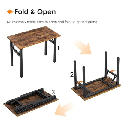 Need Small Folding Computer Desk, 35.8 Inch Writing Table, Rustic Brown - color: Rustic Brown, size: 35.8 inches