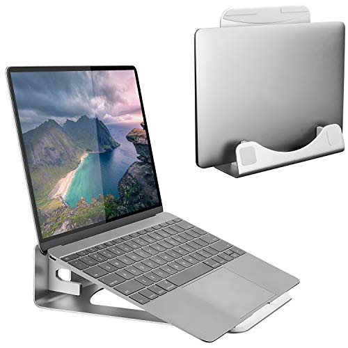 Mount-It! Vertical Laptop Holder for Desk, 2-in-1 Aluminum Laptop Stand
