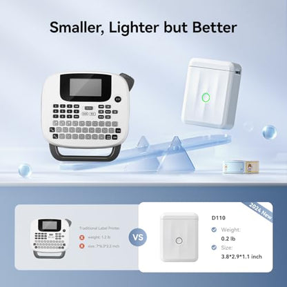 NIIMBOT D110 Bluetooth Label Maker Machine with 1Tape for Home Use, White - color: White