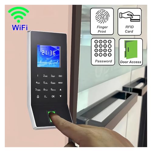 WiFi Biometric Fingerprint Time Clock For Small Businesses Door Lock Access Control System Finger And Card Time And Attendance For Offices, Factories, Hotels, Schools and More(IC without Adapter) - size: IC without Adapter