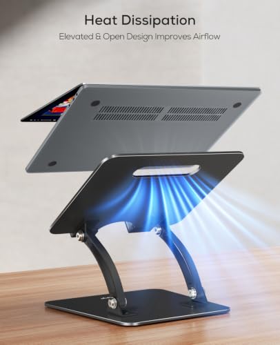 Nulaxy Fully Adjustable Laptop Stand for Desk, Dual Foldable Computer Riser - color: Black