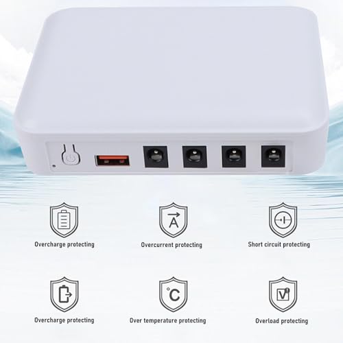 Garosa UPS Battery Backup Power Supply, 6600mAh Portable Uninterruptible DC Power with Battery Level Indicator Smart Protection DC5.5x2.1mm for Home Office Iron US Plug
