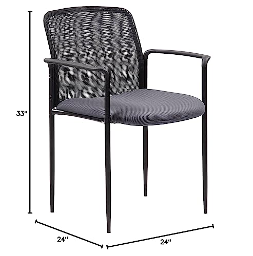 Boss Office Products Stackable Mesh Guest Chair in Grey (B6909-GY) - color: Grey