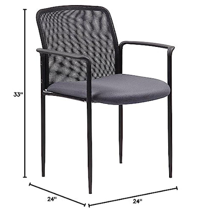 Boss Office Products Stackable Mesh Guest Chair in Grey (B6909-GY) - color: Grey