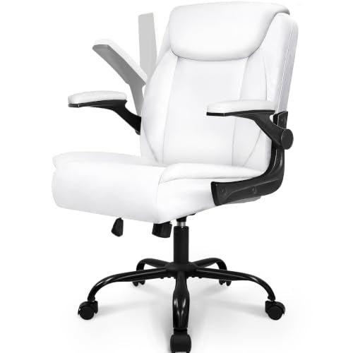 NEO CHAIR PU Leather Office Desk Chair with Adjustable Arms, All White - color: All White