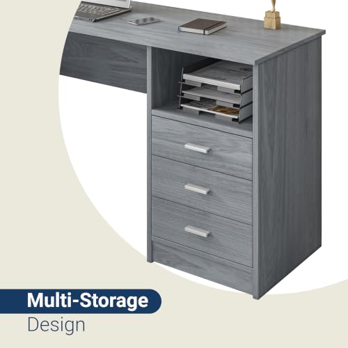 Techni Mobili 51 Inch Classic Computer Desk w/Drawers & Storage, Grey - color: Grey