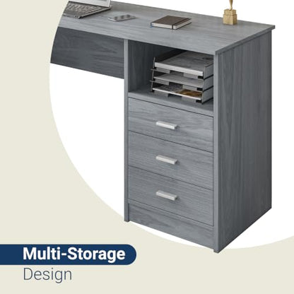 Techni Mobili 51 Inch Classic Computer Desk w/Drawers & Storage, Grey - color: Grey