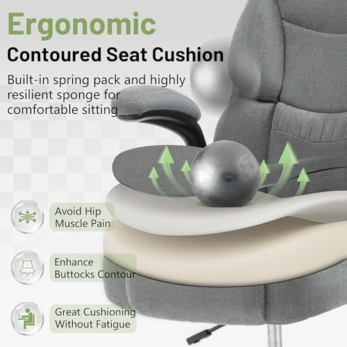 500LBS Drafting Chair, High Back Safer Standing Desk Chair, Executive Tall Office Chair with Flip-up Armrests, Upholstered Fabric Task Chair,Ergonomic Seat with Adjustable Height&Foot Ring,Light Gray - color: Light Gray
