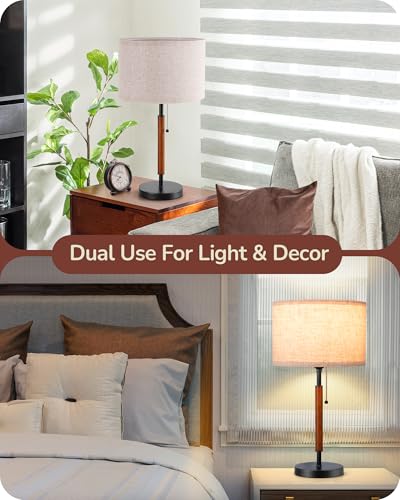 EDISHINE Modern Mid Century Table Lamp, Pull Chain Switch, 21.65 Inch, E26 - color: Black