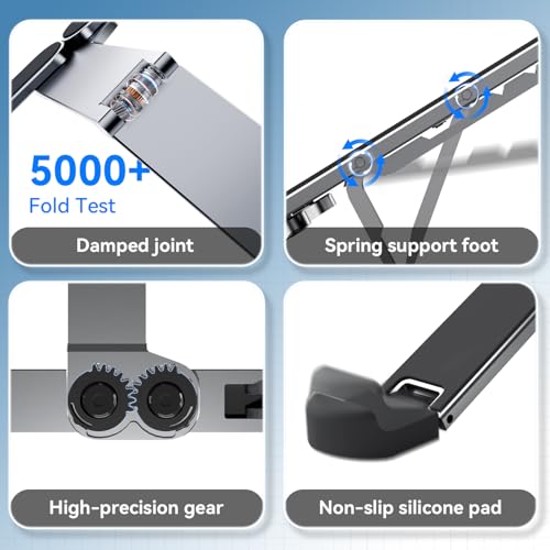 Portable Laptop Stand, Foldable Laptop Riser for Desk, 6-Level Adjustable Ergonomic Computer Stand, Premium Aluminum Alloy Notebook Holder Compatible with 10-17 Inch Laptops & Tablets - color: SILVER