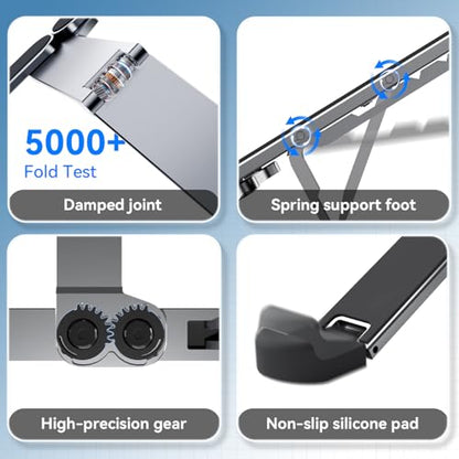 Portable Laptop Stand, Foldable Laptop Riser for Desk, 6-Level Adjustable Ergonomic Computer Stand, Premium Aluminum Alloy Notebook Holder Compatible with 10-17 Inch Laptops & Tablets - color: SILVER