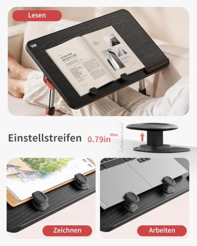 SAIJI Laptop Bed Tray Table,Lightweight Foldable Lap Desk - color: Black, size: 23.6*13 inches