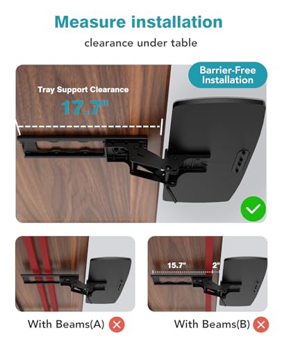 Keyboard Tray Under Desk with Storage Drawer, Height Adjustable Keyboard Tray Slide Out 360° Swivel Tilt, Ergonomic Under Desk Mount Keyboard & Mouse Holder for Gaming Home Office, Black - size: 25” Length