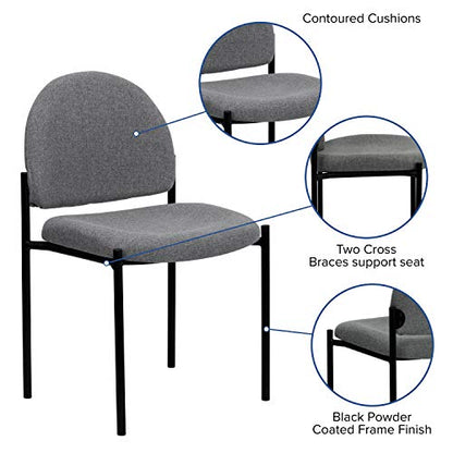 EMMA + OLIVER Gray Fabric Stackable Steel Side Reception Chair - color: Gray Fabric