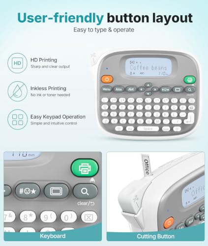 Rongta TM95 Label Maker Machine, QWERTY Keyboard, 12mm Portable Labeler