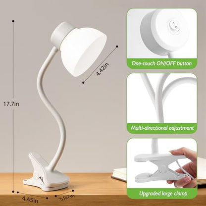 Desk Lamps for Home Office,Small LED Reading Lamp,5000K Eye-Care Desk Light | Clip On Desks Lamps for College Dorm, Kids Desk, Bed Headboard, Flexible Gooseneck, Compact Small Table Lamp - color: Cool White