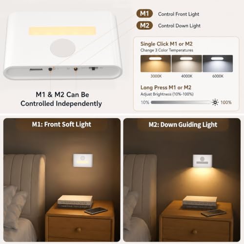 WOBSION Rechargeable Motion Sensor Stair Lights, Stick-On Wall Light - color: White