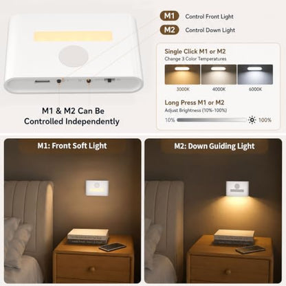 WOBSION Rechargeable Motion Sensor Stair Lights, Stick-On Wall Light - color: White