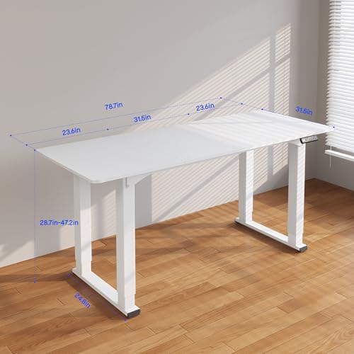 FLEXISPOT 4-Leg Standing Desk, 78"x32", Electric Height Adjustable, White - size: 78"x32"