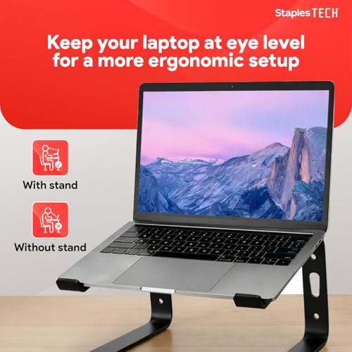Staples TECH Aluminum Laptop Stand, Black, 11.2x10.2 Inch - style: Black