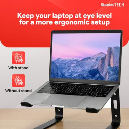 Staples TECH Aluminum Laptop Stand, Black, 11.2x10.2 Inch - style: Black