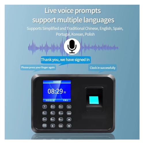 Fingerprint Attendance System Biometric Clock in Machine Employee Keypad Electric Time Recorder USB Data Management Device