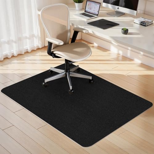 Sycoodeal Office Chair Mat for Hardwood Floor,Slip Resistant Floor Mat for Office Computer Gaming Chair,Heavy Duty Floor Protector for Rolling Chairs,Easy to Clean,Black(48"x60") - color: Black, size: 48*60"