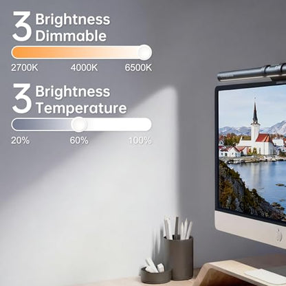 Monitor Light Bar (Black) - Computer Monitor Lamp for Home Office Gaming,Eye-Care LED Screen Bar, Touch Control USB Reading Desk Lamp for Flat & Curved Monitor - style: Touch+Sensor