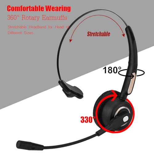 Call Center Headset with Noise Cancelling Mic - 12 Hours Wireless Communication