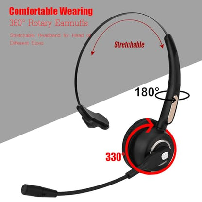 Call Center Headset with Noise Cancelling Mic - 12 Hours Wireless Communication