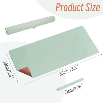 DAWNTREES Makeup Mat for Vanity, 23.6"x11.8", Green Leather Vanity Mat - size: 11.8" x 23.6", style: Art Deco (Green and Orange)