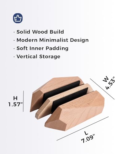 Dual Laptop Holder Adjustable Vertical Laptop Stand, 2 Slots MacBook Stand Wood,Wooden Laptop Stand,Vertical Laptop Holder for Desk, Widen Dock Fits All MacBook/Surface pro - color: 2 slot beech