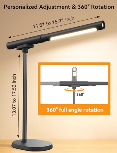 Rechargeable Desk Lamp, Adjustable Magnetic Table Lamp with Removable Cylindrical Light Tube for Study & Bedroom, Dimmable Touch Control & Space-Saving.