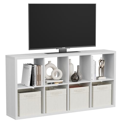 8 Cube Storage Organizer, Cube Shelf with Heavy-Duty Thick Boards, 25.12" L x 9.37" W x 48.74" H, Smooth Easy-Clean Panels, Simple Assembly, for Living Room Bedroom Office, White - color: White, size: 8 Cube-25.12" L x 9.37" D x 48.74" H