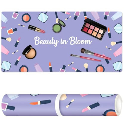 Dual-Sided Waterproof Synthetic Leather Makeup Mat for Desk, Makeup Station, Crafts, Multi-Use Scratch & Stain Resistant Surface Protector Pad for Vanity, Desktop, Craft Table (Purple Cartoon) - color: Purple Cartoon