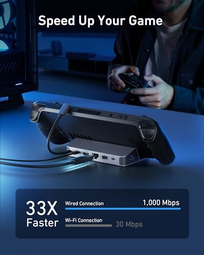 Anker Steam Deck Dock, 6-in-1 4K@60Hz HDMI Docking Station for Steam Deck | USB-C & 2 USB-A Data Ports, 1 Gbps Ethernet, Fast Charging, for Steam Deck (OLED)/ROG Ally/Legion Go (Not for Rog Ally X)