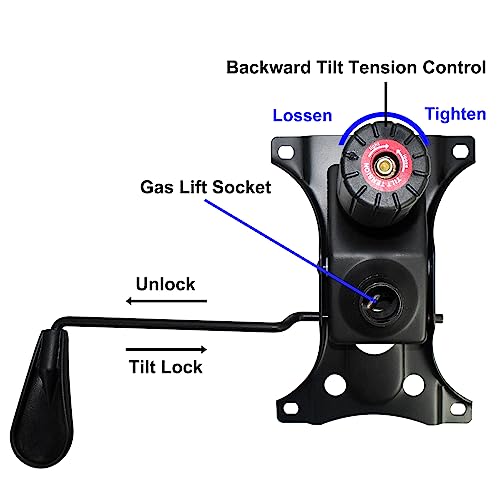 MySit Heavy Duty 300 LBs Office Chair Tilt Mechanism Replacement Parts | 5.9'' x 8.6" Mounting Holes Tilt Control Mechanism(Not Standard Dimension)