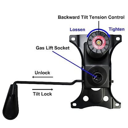 MySit Heavy Duty 300 LBs Office Chair Tilt Mechanism Replacement Parts | 5.9'' x 8.6" Mounting Holes Tilt Control Mechanism(Not Standard Dimension)