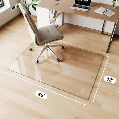 Glass Chair Mat 32" x 46" Tempered Glass Office Chair Mat - color: Transparent, size: 46" x 32"