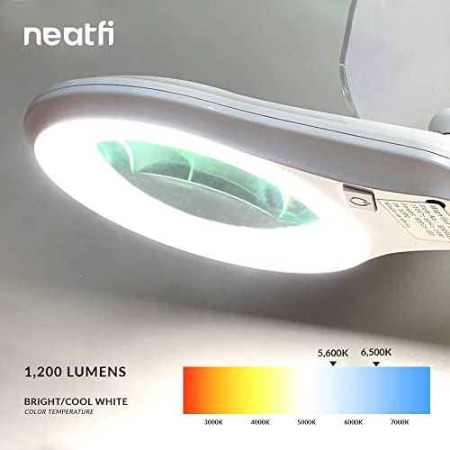 Neatfi LED Magnifying Lamp, 1200 Lumens, 5-Inch 5-Diopter Lens (White) - color: White, size: 5-Diopter
