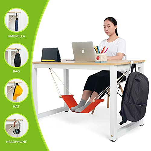 iMissiu Foot Hammock Under Desk | iMissiu Adjustable Office Foot Rest | Portable Footrest with Headphones Holder (Orange) - color: Orange