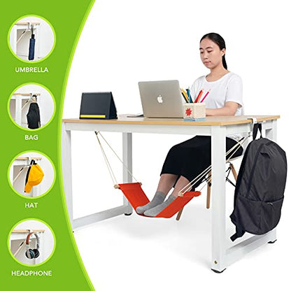 iMissiu Foot Hammock Under Desk | iMissiu Adjustable Office Foot Rest | Portable Footrest with Headphones Holder (Orange) - color: Orange