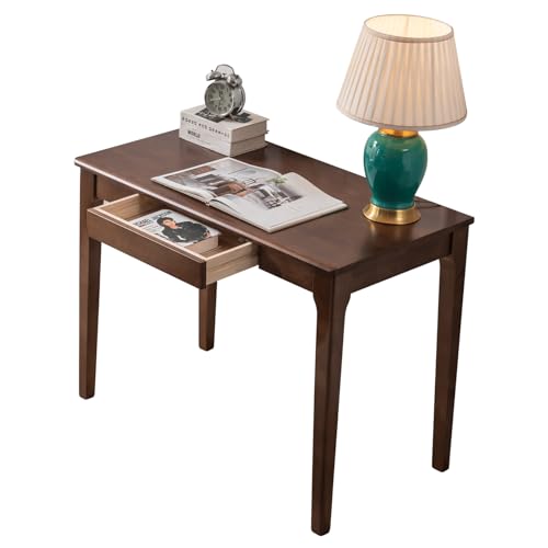 Solid Wood Desk, Gaming Study Home Office Desks for Work, Student PC Desk for Bedroom, Small Computer Desk for Small Spaces, Easy to Assemble (Walnut Color, 39inch) - color: Walnut Color, size: 39inch