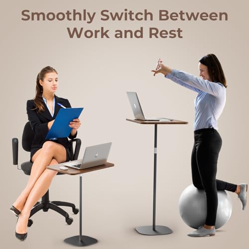 Portable Laptop Floor Stand, Bedside/Sofa Table with Height Adjustable 18''~47'', Stylish Movable Workstation Floor Standing Desk for Office, Meeting Room, Living Room Easy Assembly, Black - color: Black