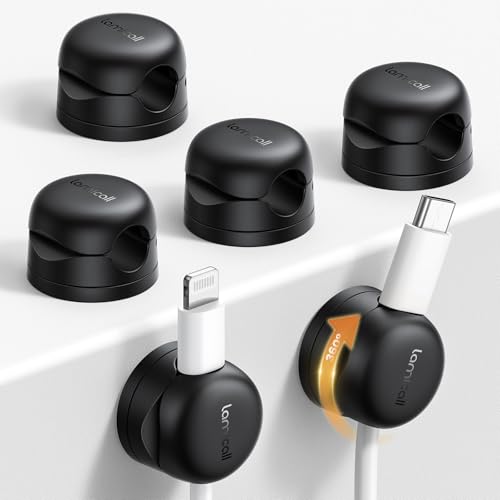 Lamicall 6 Pack Rotatable Cord Organizer, 1s Lock Spring Cable Holder Clips - size: 6Pack - Rotatable