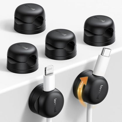 Lamicall 6 Pack Rotatable Cord Organizer, 1s Lock Spring Cable Holder Clips - size: 6Pack - Rotatable