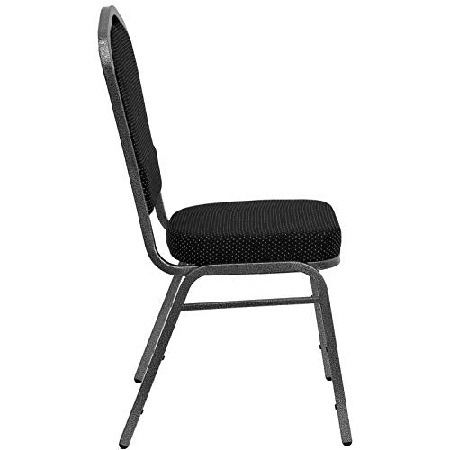 Flash Furniture Hercules Fabric Crown Back Stackable Banquet Chair, Silver | Silver Vein Frame, Fabric Upholstery - color: Black Dot Patterned Fabric/Silver Vein Frame, size: Set of 1