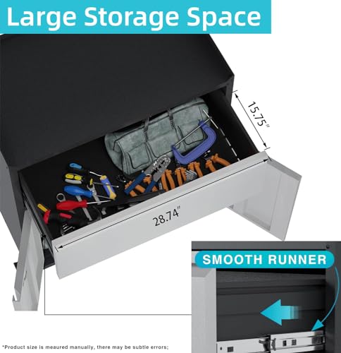 Rolling Garage Storage Cabinet with Door and Drawer, Lockable Metal Tool Cabinet on Wheels for Garage, Home, Office, Black & Gray, Assembly Required, (18.11" D x 30.31" W x 35.43" H) - size: 18.11" W x 30.29" D x 35.42" H